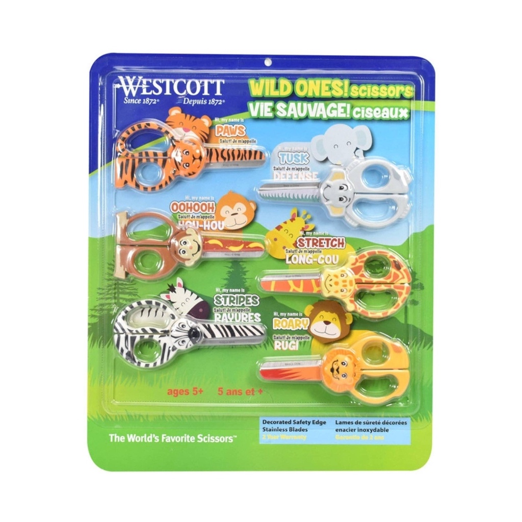 

Set Gunting Anak Untuk Usia 5 Tahun Keatas Westcott Wild Ones Scissors Isi 6