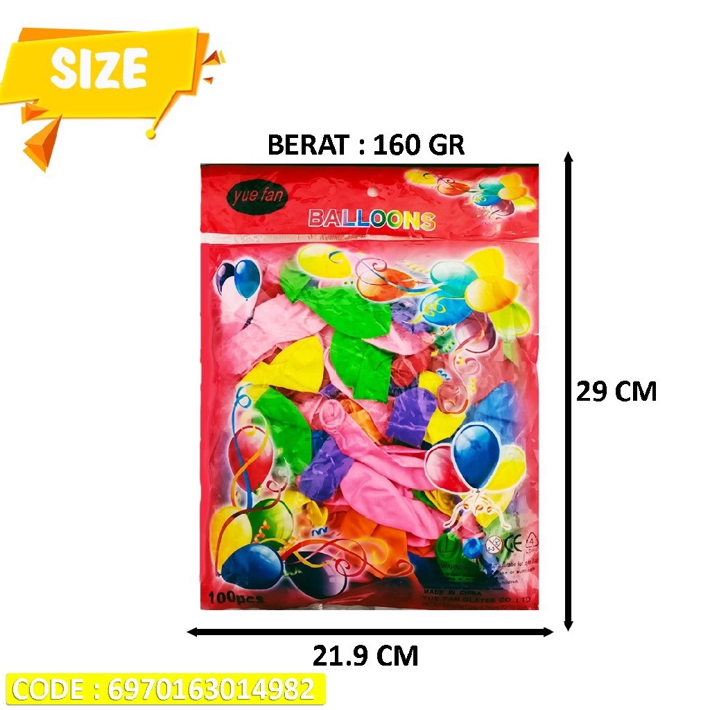 Mainan anak balon warna-warni BALON ULTAH HAOLIN 100 PCS MURAH MERIAH