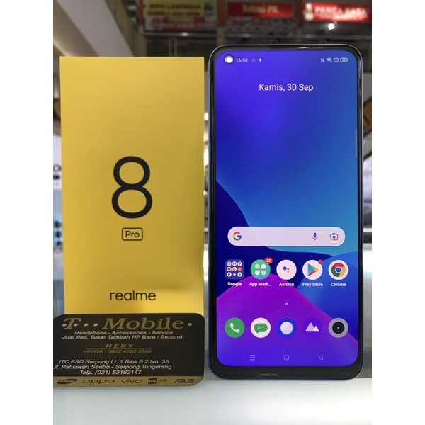 REALME 8 PRO 8GB 128GB INFINITE BLUE, SECOND MULUS, FULLSET, NON MINUS, GARANSI RESMI