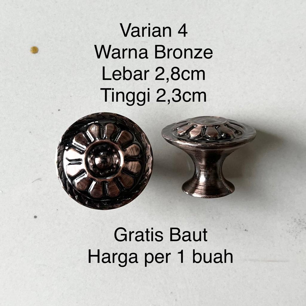 Tarikan Laci Lemari Pegangan Handle Bulat Jendela Pintu Kayu Besi Stainless Steel Emas Silver Gold Klasik Shelf Dapur