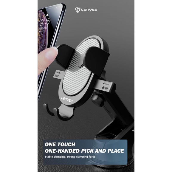 LENYES CR125 CAR Holder Car mount tempel Dasbor atau Kaca Mobil meja Kuat Kokoh penyangga dudukan HP mobil 360 rotasi original