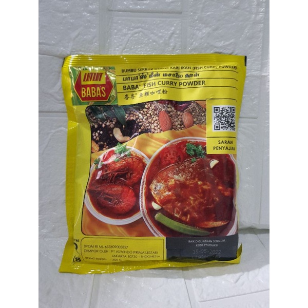 

Babas Fish Curry Bumbu Instan Bubuk Kari Ikan Fish Curry Powder Babas Malaysia 250gr