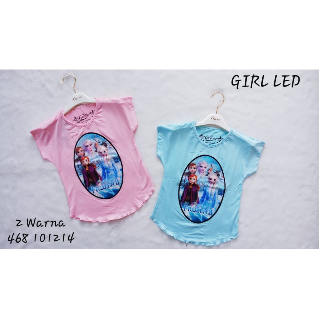 Kaos Anak Frozen II Elsa Anna Baju Karakter Perempuan Cewek Coco Ice