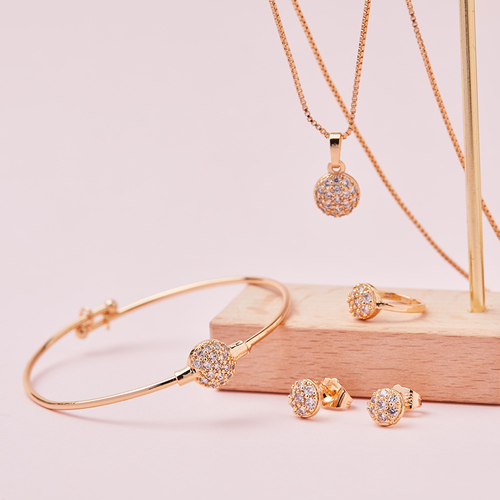 Y031 kalung gelang cincin anting perhiasan anak 1 set perhiasan perempuan satu set perhiasan