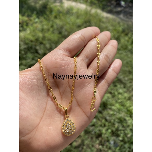 Kalung koin warna 24k / koin yaxiya 45 cm / berserta liontin oval mutiara