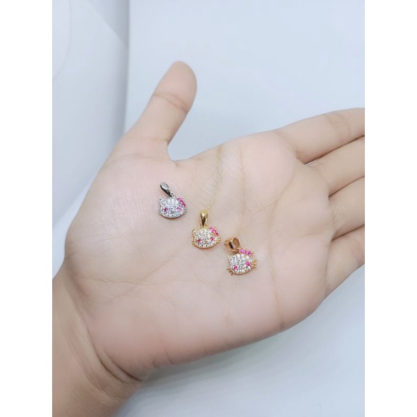 kalung nori ukir anak + liontin hellokitty /kalung perak asli silver 925 lapis emas/ kalung fashion