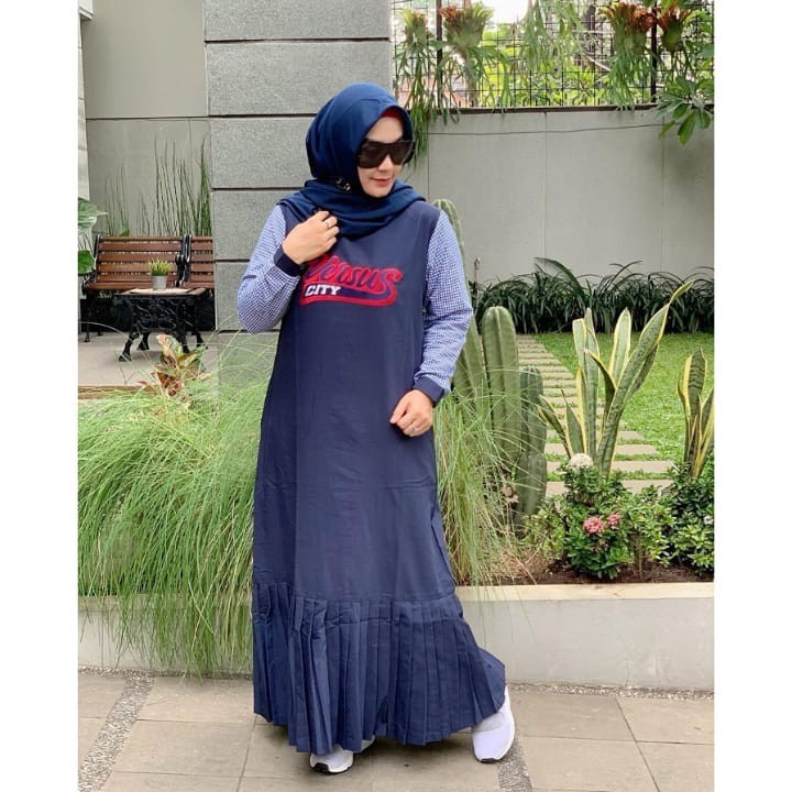 VERSUS CITY dress panjang casual dress pakaian wanita muslim sevel dress kasual lengan panjang katun
