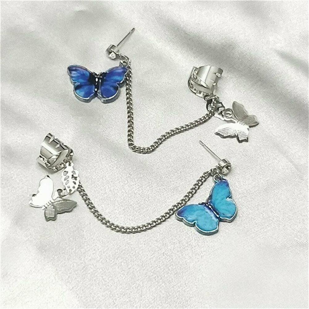 Top Butterfly Earrings Hadiah Perhiasan Wanita Baru Tanpa Tindik Non Piercing Butterfly Ear Cuff