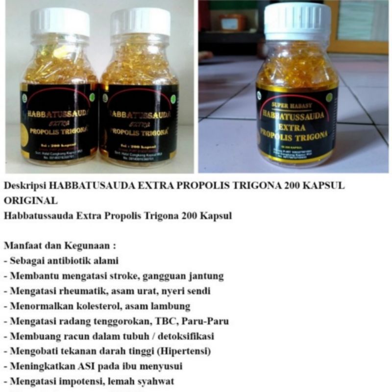 Habbatussauda Extra Propolis Trigona UMS 200 Kapsul Habbat Habbatusauda Minyak Jinten Hitam Madu Zaitun Propolis Nigella Sativa