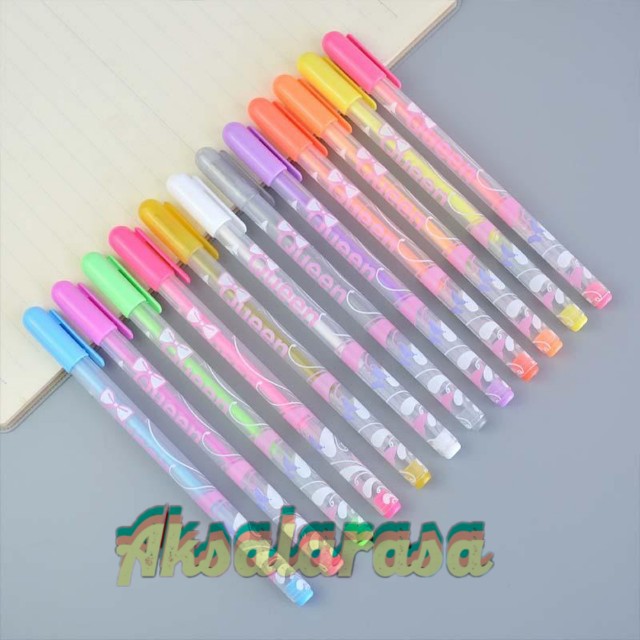 

Queen Pulpen Gel Rainbow Color - Queen Ink Gel Pen 0.8mm