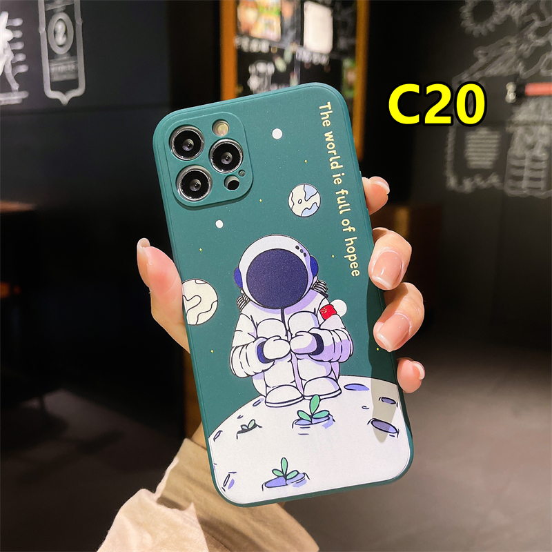 Cute Astronaut Moon Rocket Planet Soft Case Realme C21Y C11 2021 C15 C21 C25 C20 C12 C3 C25S 5 5S 5i 6i C17 7i C1 C25Y C2 C3i C20A realme Narzo 20 10 10A 20A 30A A54 A15 A16 A9 A5 A7 A5S A95 A53 A33 Y12 Y20 A12 Matte Cover-#C20