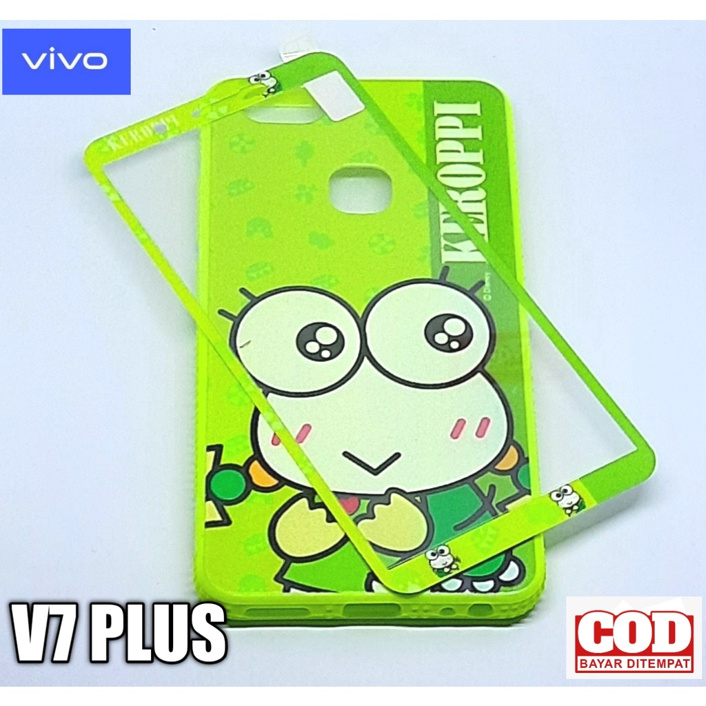 Casing Hp Vivo V7 Plus Softcase Oil Carachter + Tempered Glass