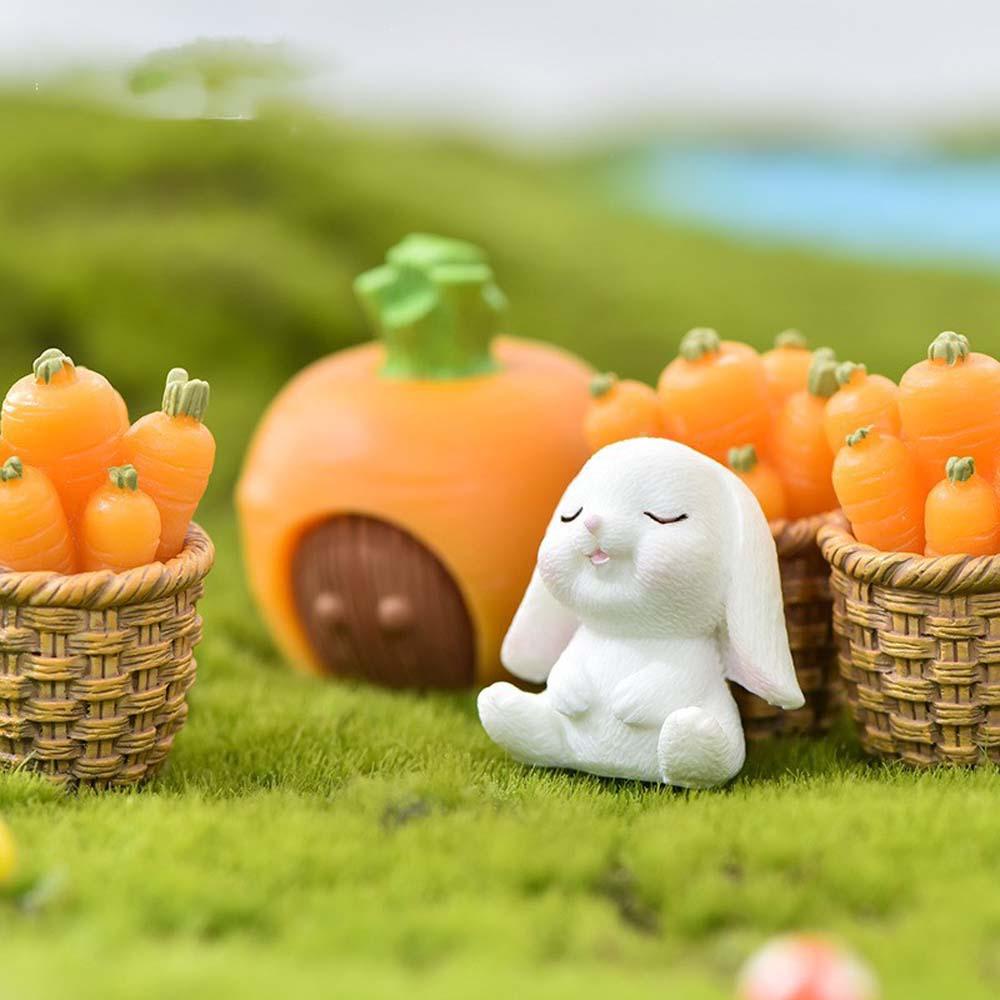 Agustina Miniatur Wortel Keranjang Mini Bonsai Dekorasi Rumah Kerajinan Resin Kelinci Peri Taman Bunny Ornamen