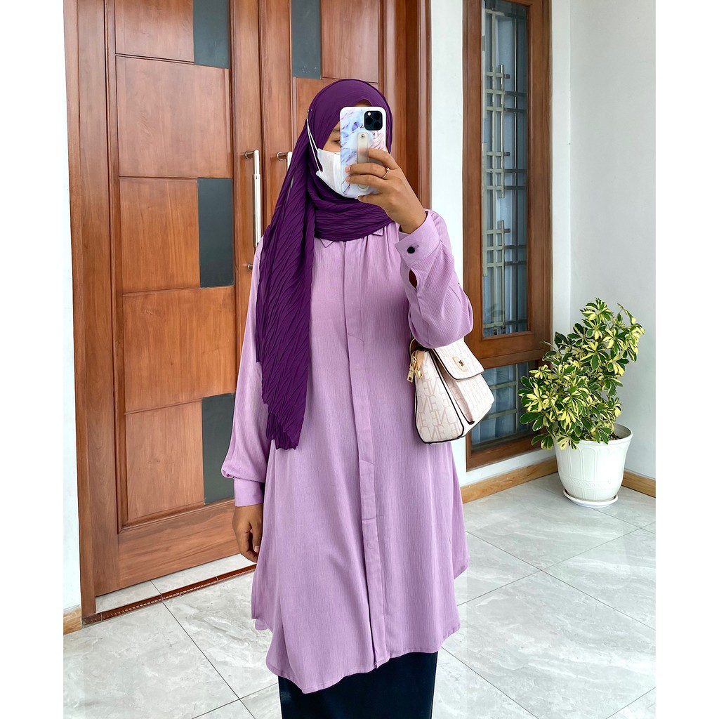 ADINA Tunik by ZALFA OUTFIT / tunik polos / Tunik crincle / kemeja panjang