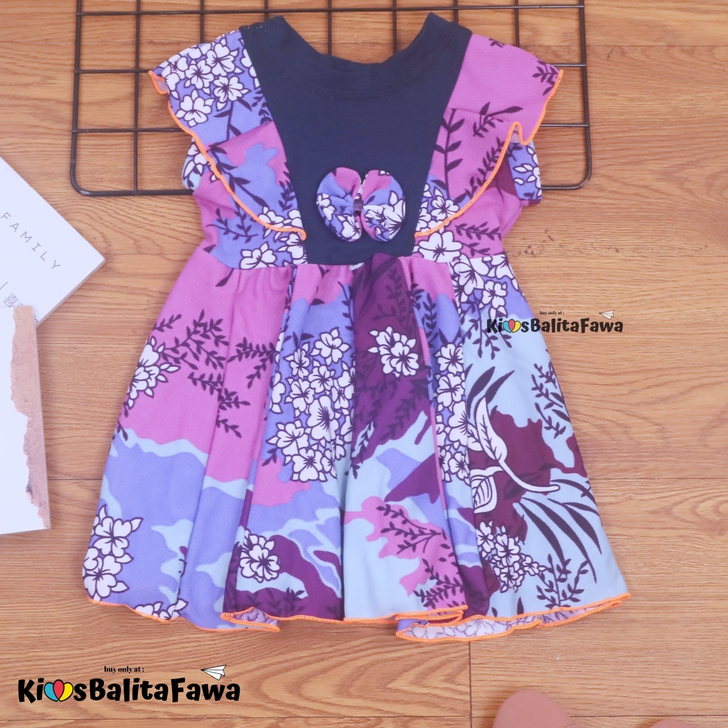 Dress Marion 6-18 Bulan / Dres Kensi Lengan Pendek Anak Perempuan Bayi Gaun Pesta Murah Import