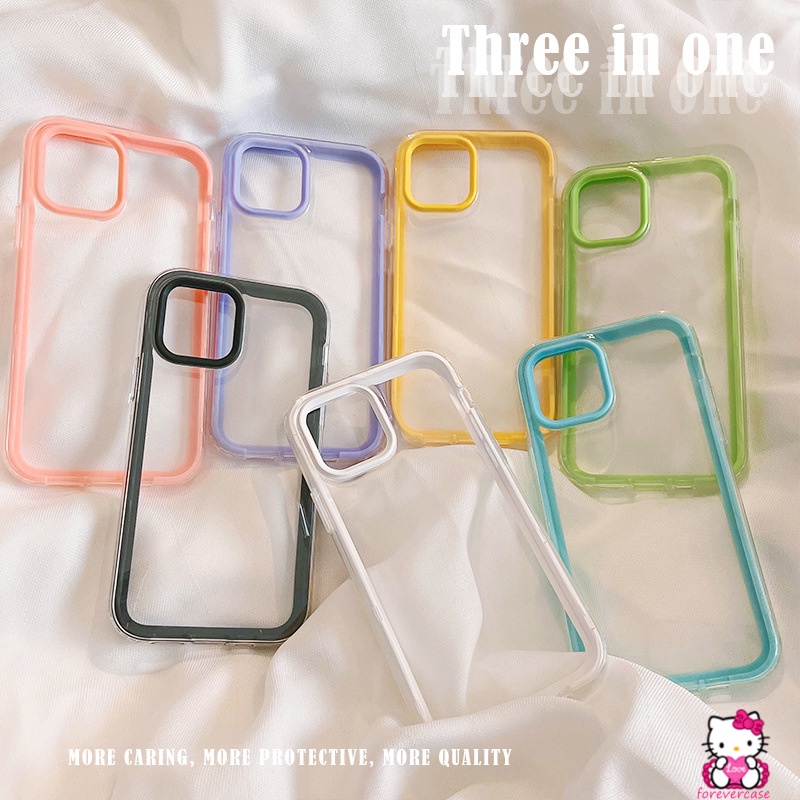 3 In 1 Soft Case Tpu Transparan Cover Realme C21Y C25Y C11 2021 C25 C25 C12 5i 6i 5 5s C25s C20A C15 C21 C11 C3