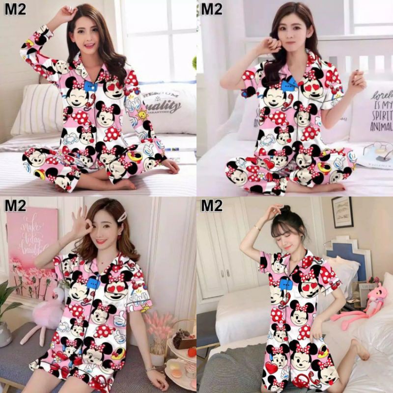Pjs.Fashions BAJU TIDUR PIYAMA DEWASA MICKEY PINK