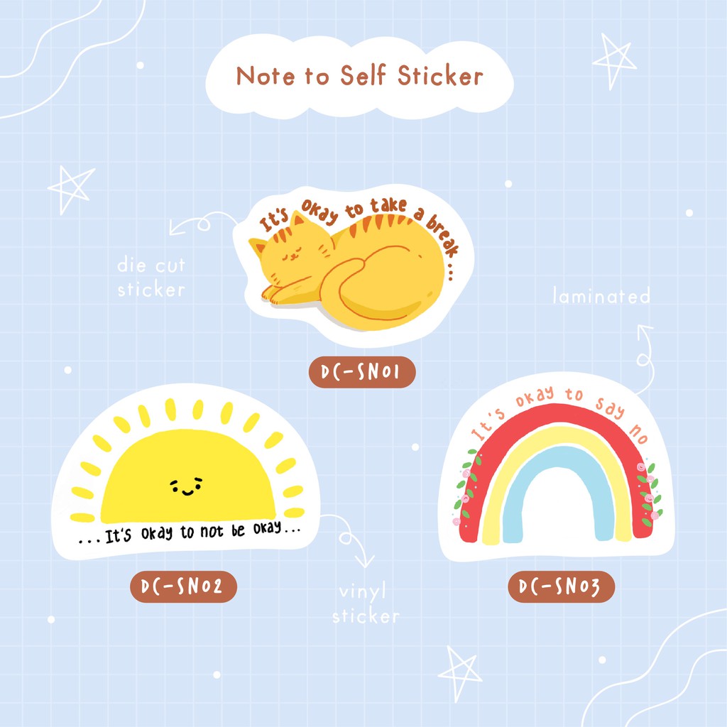 

[STICKER] Note to Self 1 - Deco Bujo Journal Planner Sticker - Diecut Sticker