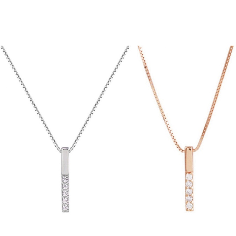 Kalung Rantai Sterling Silver 925 Dengan Liontin Geometri Aksen Zircon Untuk Wanita