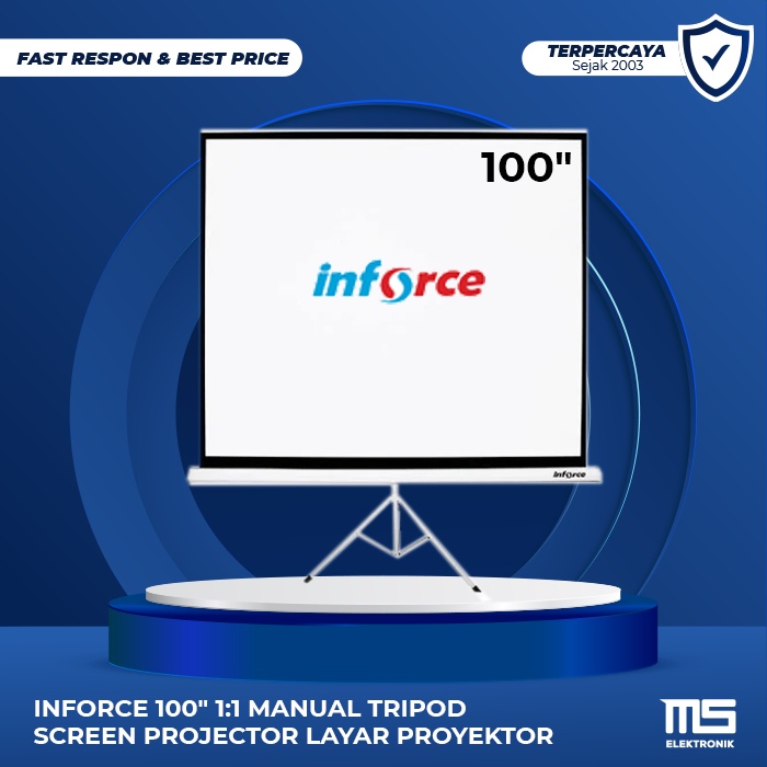 Inforce 100&quot; 1:1 Manual Tripod Screen Projector Layar Proyektor