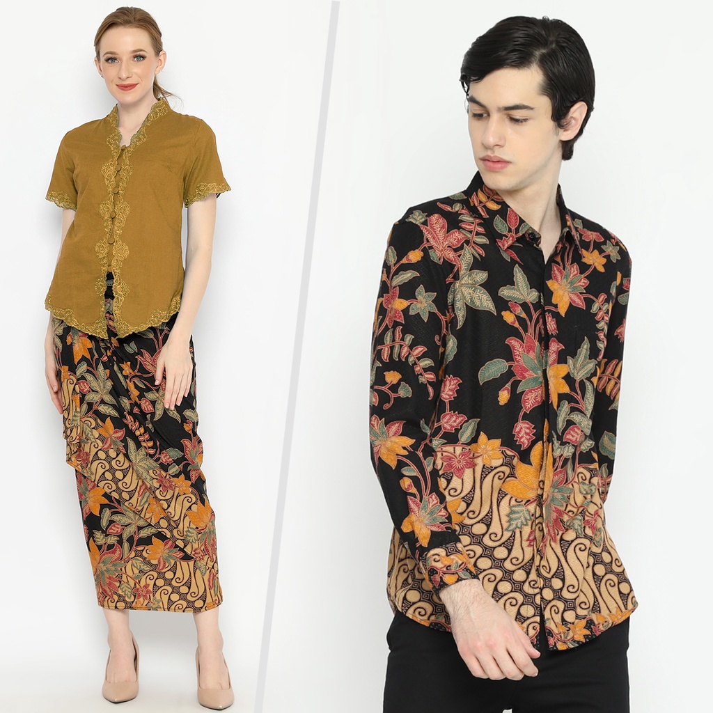 BATIK COUPLE MODERN  Kemeja Rok Lilit Instan Batik Pria Lengan Panjang Slimfit Premium Parang Merah Kuning Hitam 729773 Cap 72 - Baju Kemeja Atasan Pakaian Batik Couple Cople Pria Cowok Laki Laki Remaja Keluarga Lengan Panjang Modern Slimfit Kekinian