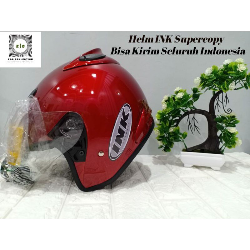 Helm INK SUPERCOPY Centro dan Double Visor Kaca Hitam Busa Tebal-Centro Marun Metalic