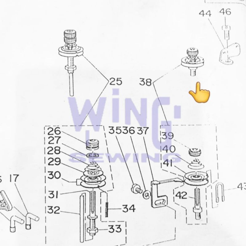 B2015372000 Juki 373 Tension Set Atas Pendek Mesin Pasang Kancing Industri