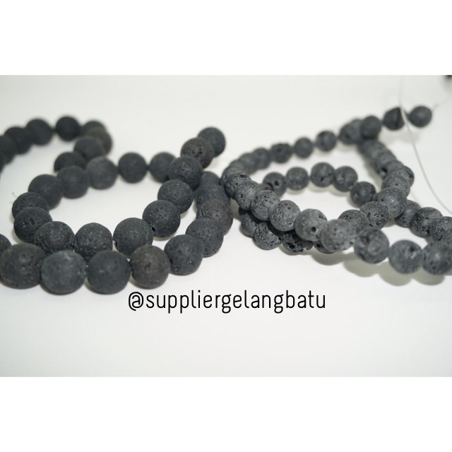 Bahan Gelang Batu Alam Natural Lava Stone 8mm dan 10mm