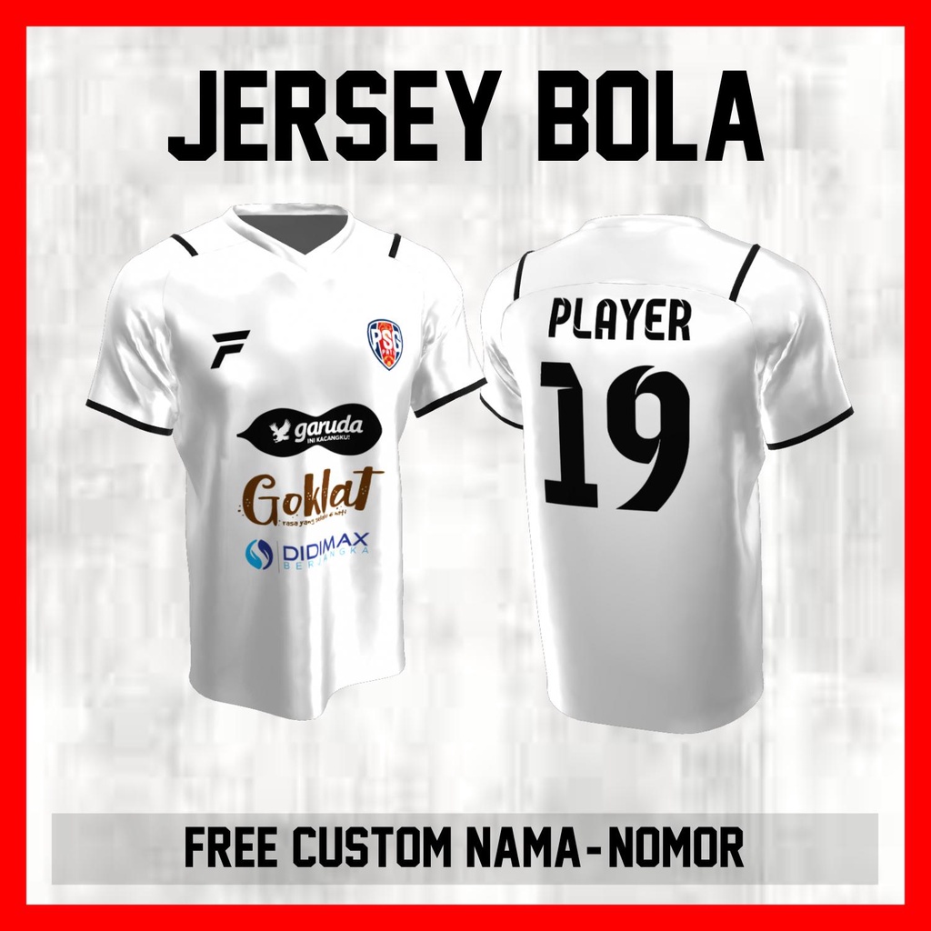Kaos Bola Jersey PSG Pati Klub Putih Garis Bahu Baju Custom Nama dan Nomor Punggung - 134