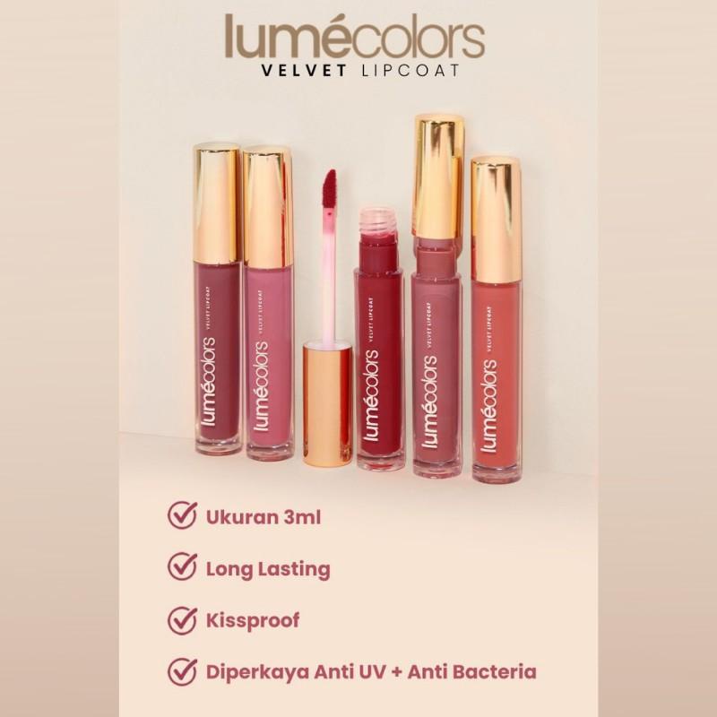 Lumecolors Velvet Lipcoat Lipstick Lipgloss Bening Tahan Lama Matte Warna Nude Red Peach