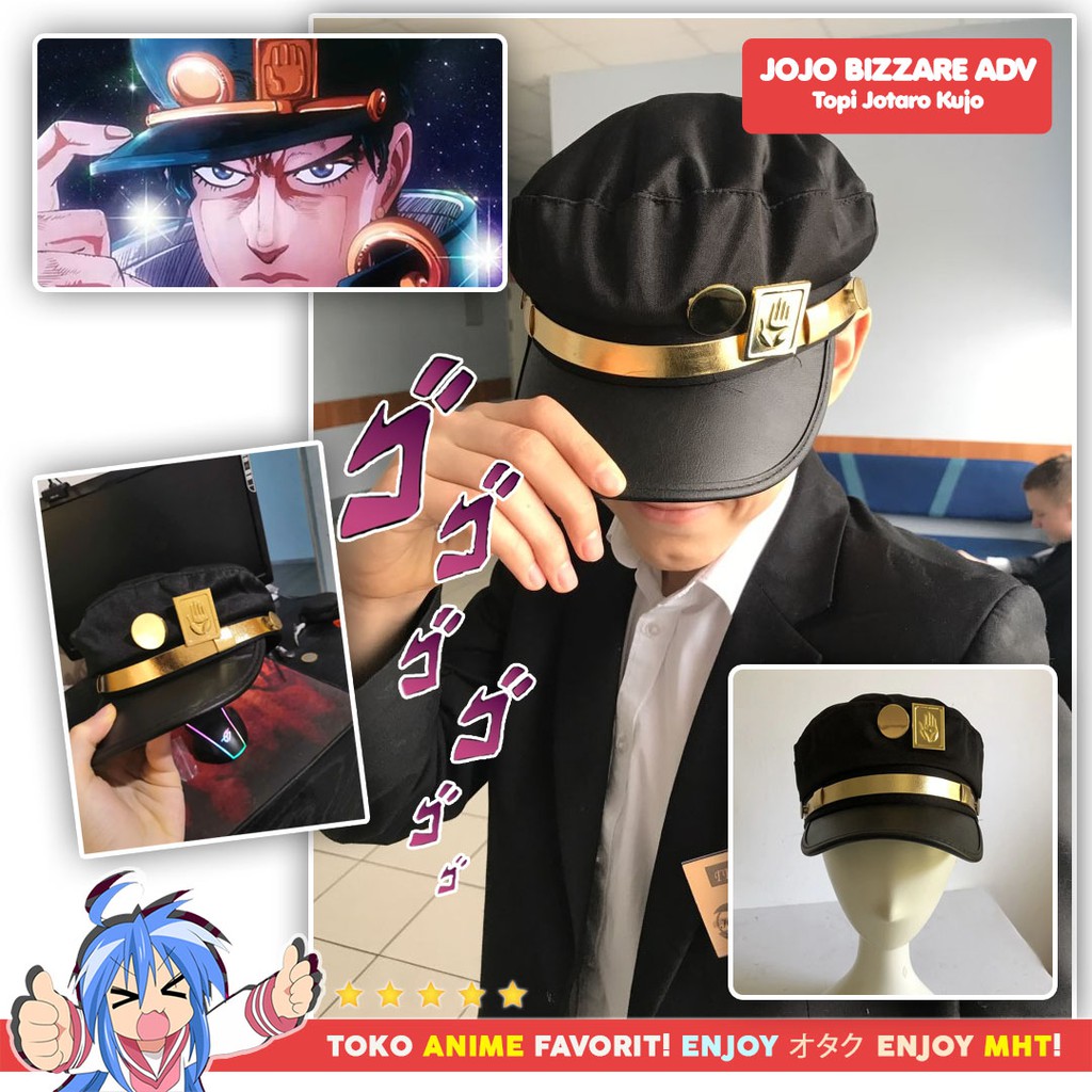 Topi Anime Jojo's Bizarre Adventure Jotaro Kujou Army Military Cosplay