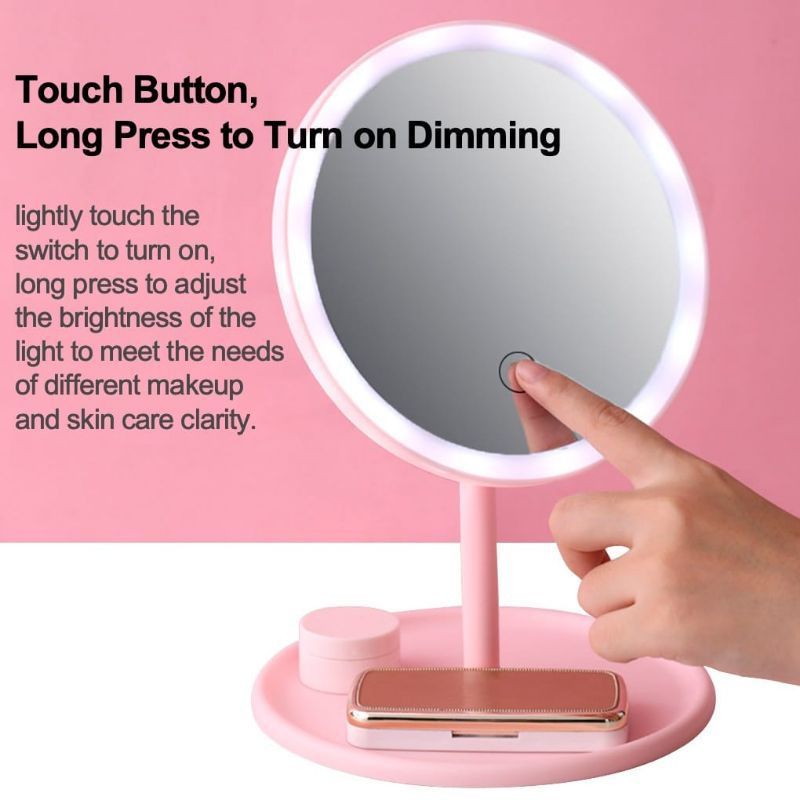 CERMIN LED CERMIN LAMPU ADA TEMPAT KOSMETIK KACA LAMPU CERMIN BERDIRI