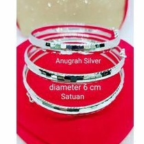 (COD)Gelang tangan Bangkok perak asli 925 remaja &amp; dewasa diameter 6 cm model ukir kilau/Silver 925 lapisan emas putih murni!!!