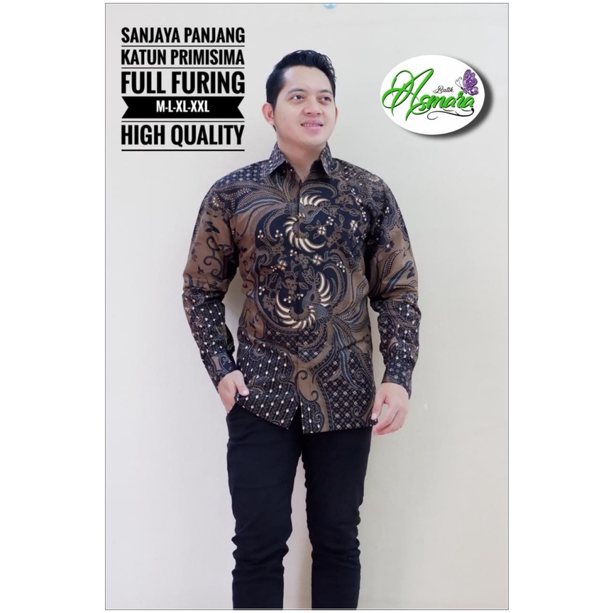 BATIK PREMIUM SANJAYA KEMEJA BATIK PRIA SOLO LENGAN PANJANG LAPIS FURING ATASAN PREMIUM MODERN ASMAR