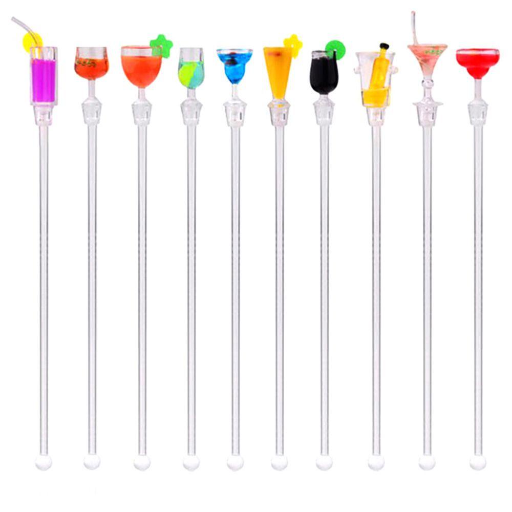 Populer 10Pcs /Set Pengaduk Minuman Restoran Colorful Bar Tool Cocktail