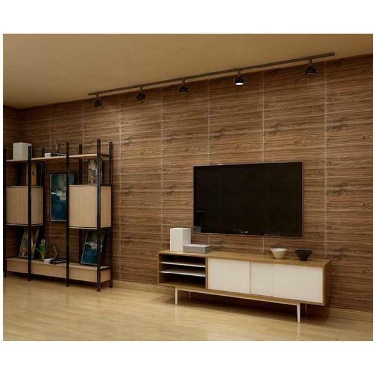 ELFYDO HL0200 Wallpaper Dinding Foam 3D Wallpaper Kayu Vinyl Dinding 3D Foam Motif Wood Anti Air Easy Clean