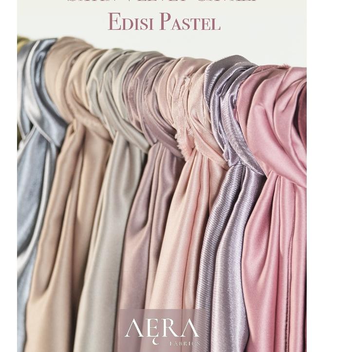 Best - 1 meter Kain Satin Velvet Cavali by Roberto Cavali edisi PASTEL sage green