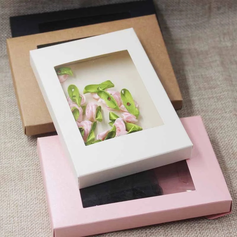 Multi Color Kraft Paper Bakery Box with Clear PVC Window /Candy Boxes Kraft Paper Gift Packaging Boxes