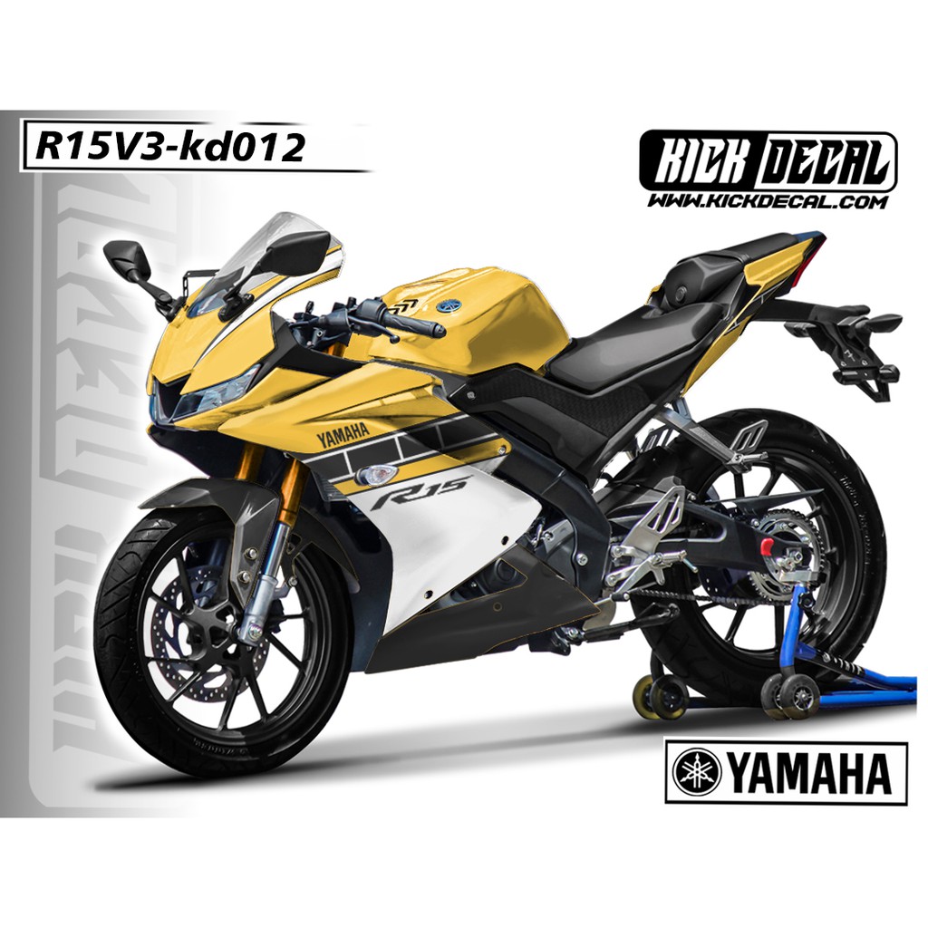 STICKER DECAL YAMAHA R15 V3 KUNING HITAM - KD012