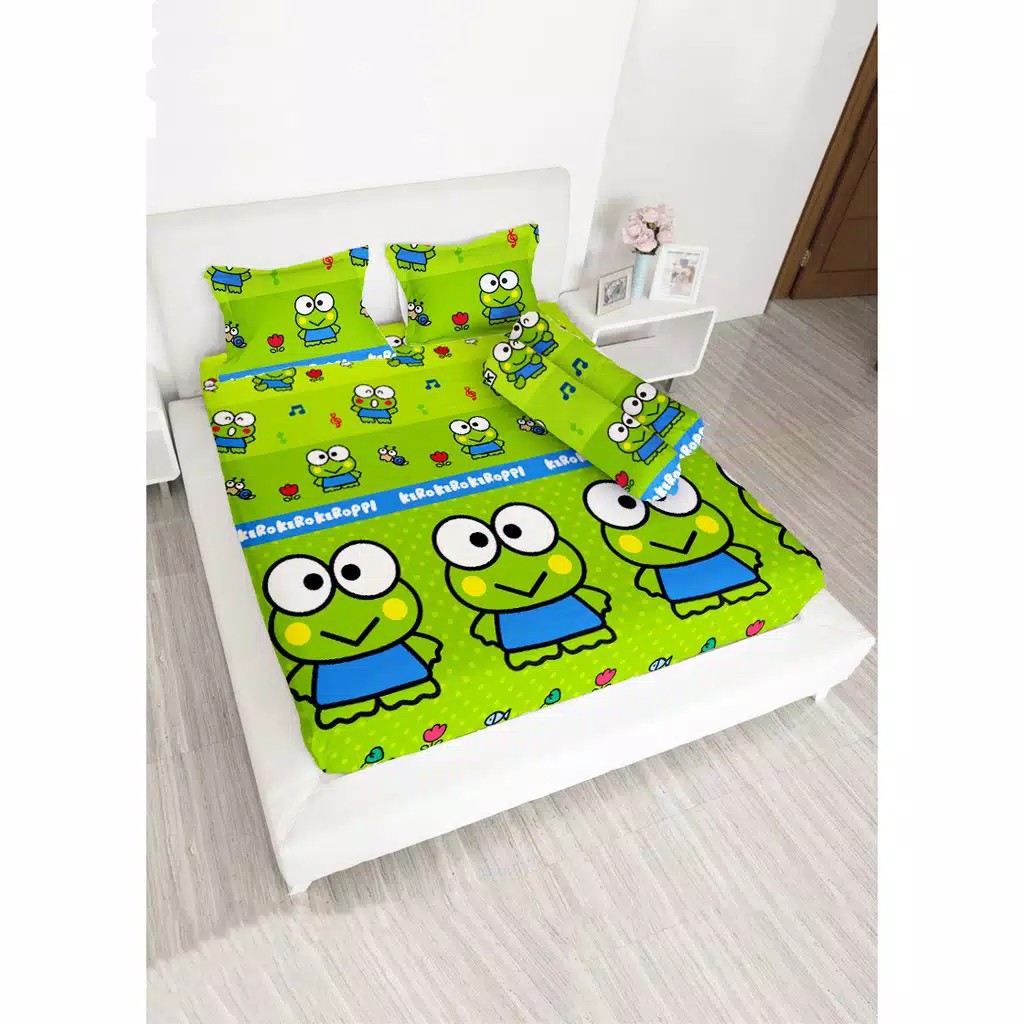 Sprei Anti Geser Homemade Kain Lady Rose Disperse Karakter Kero Keroppi