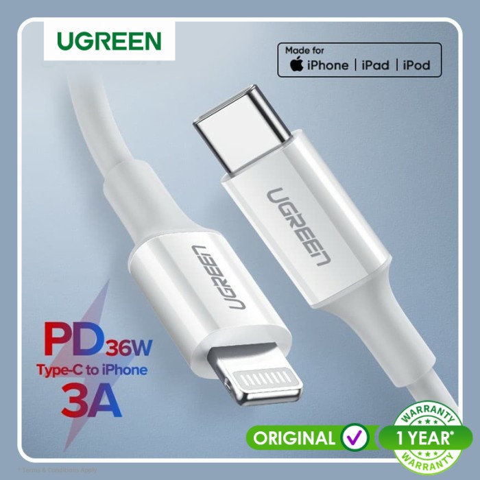 Ugreen 10493 USB C to Lightning Cable 18Watt Power Delivery 1M