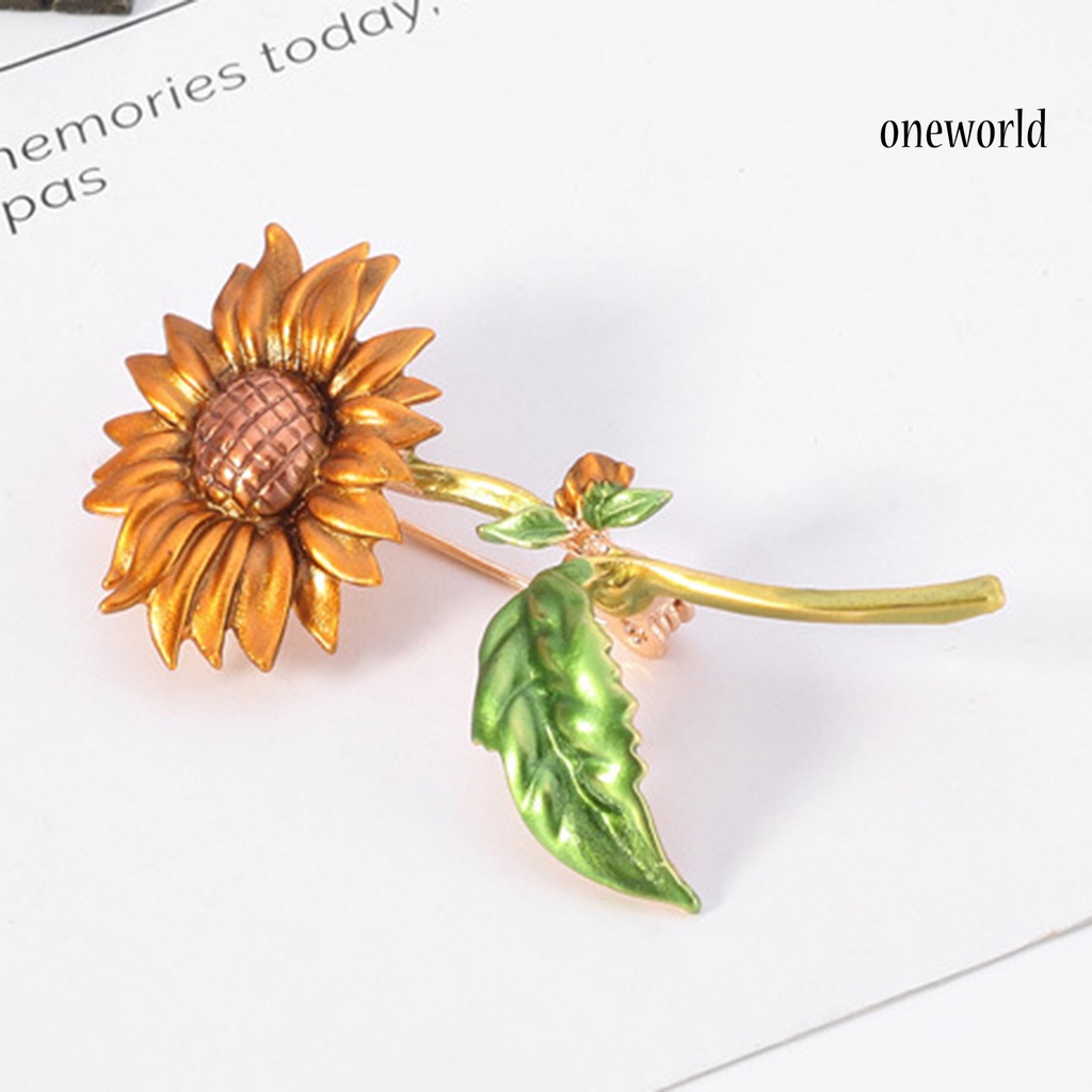 OW@ Summer Style Sunflower Shape Jewelry Gift Creative Brooch Pin for Party