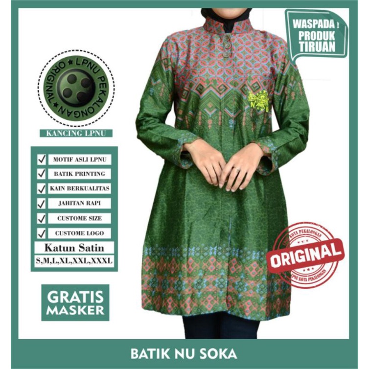 Atasan Batik Wanita Blus Batik NU Nahdlatul Ulama Blus Batik Soka Blus NU Batik NU Original LPNU | b