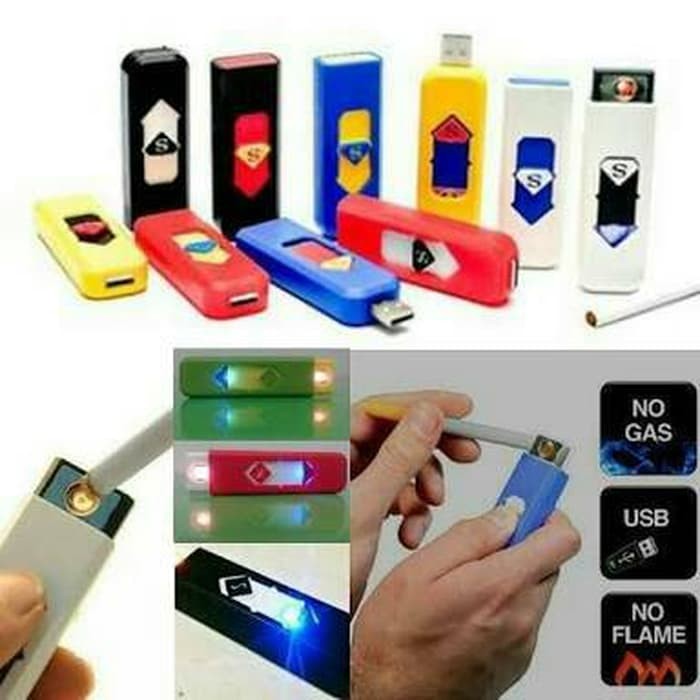 Korek Api Elektrik Electric USB Rechargeable Lighter USB - Warna Acak