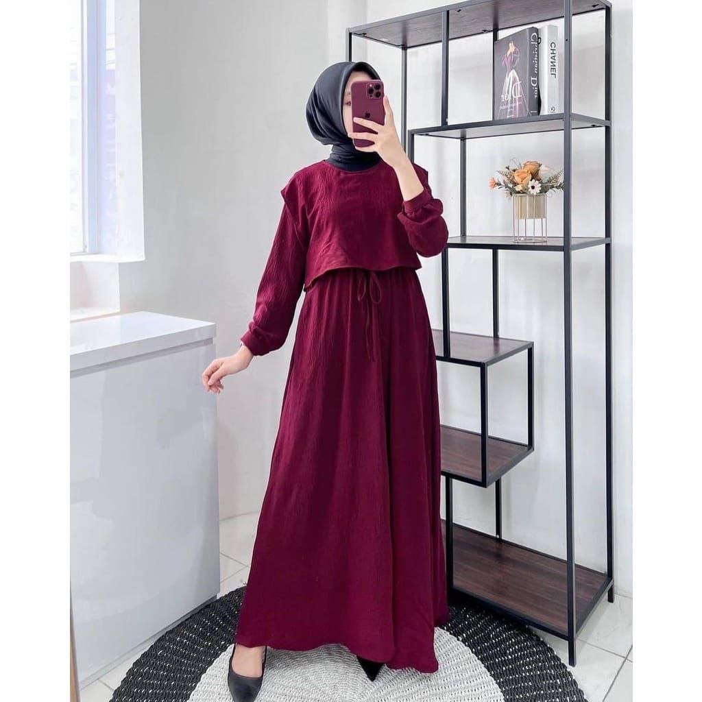 Gamis Drees Glenca Maxy Crinkle Airflow Premium Busui Jumbo