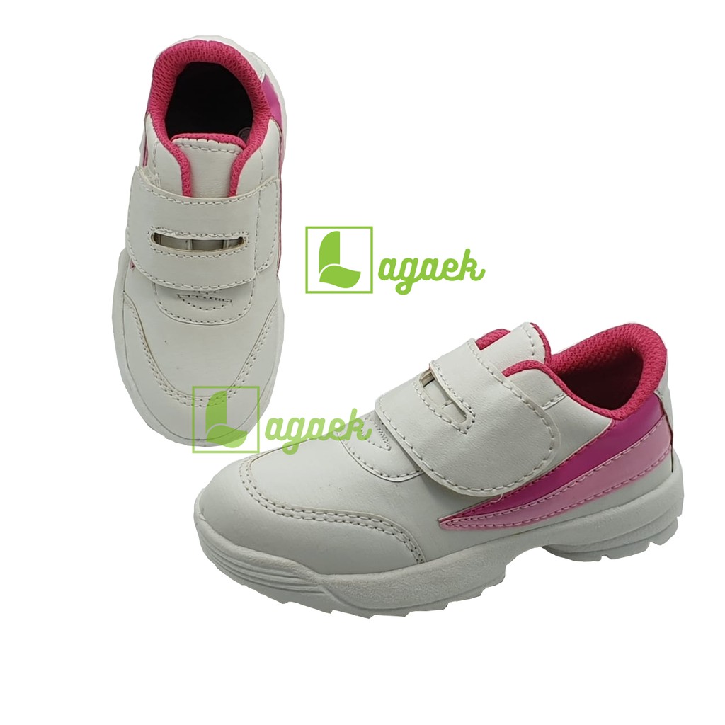 Sepatu Anak Perempuan Usia 3 4 5 Tahun PUTIH FANTA Sporty Size 26 - 30 - Sepatu Anak Cewek Putih Alas Karet Anti LIcin