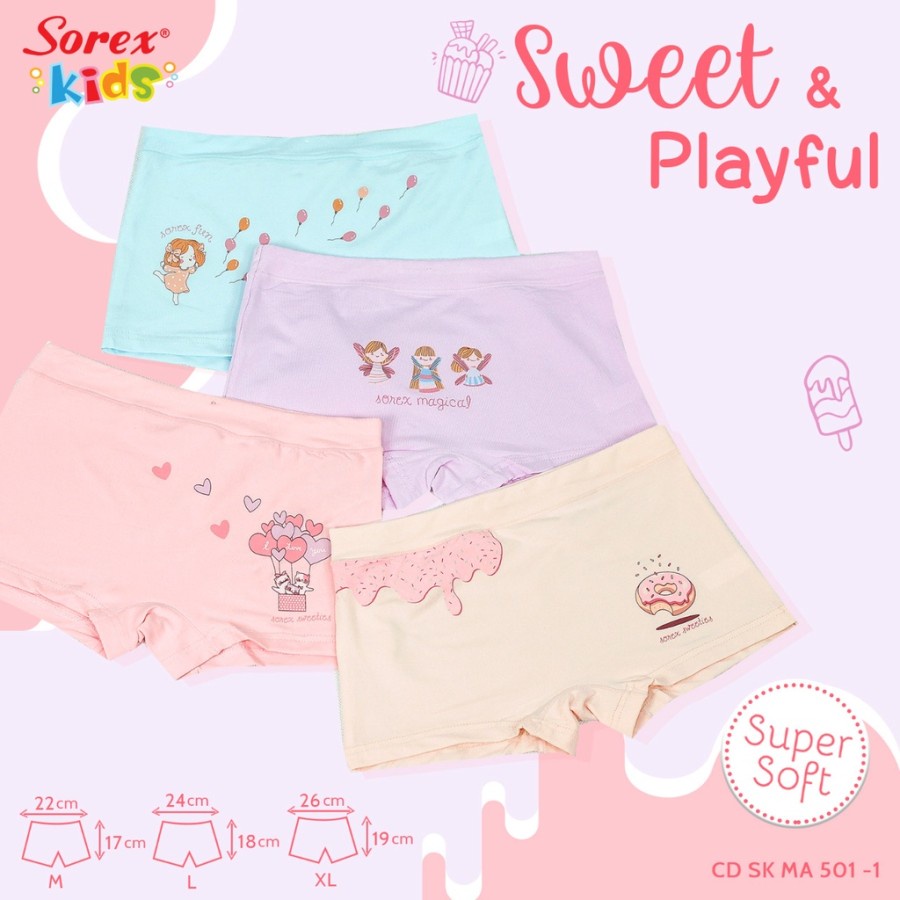 Celana Dalam Anak Segiempat Cd Boxer Sorex Kids Girl Seri MA