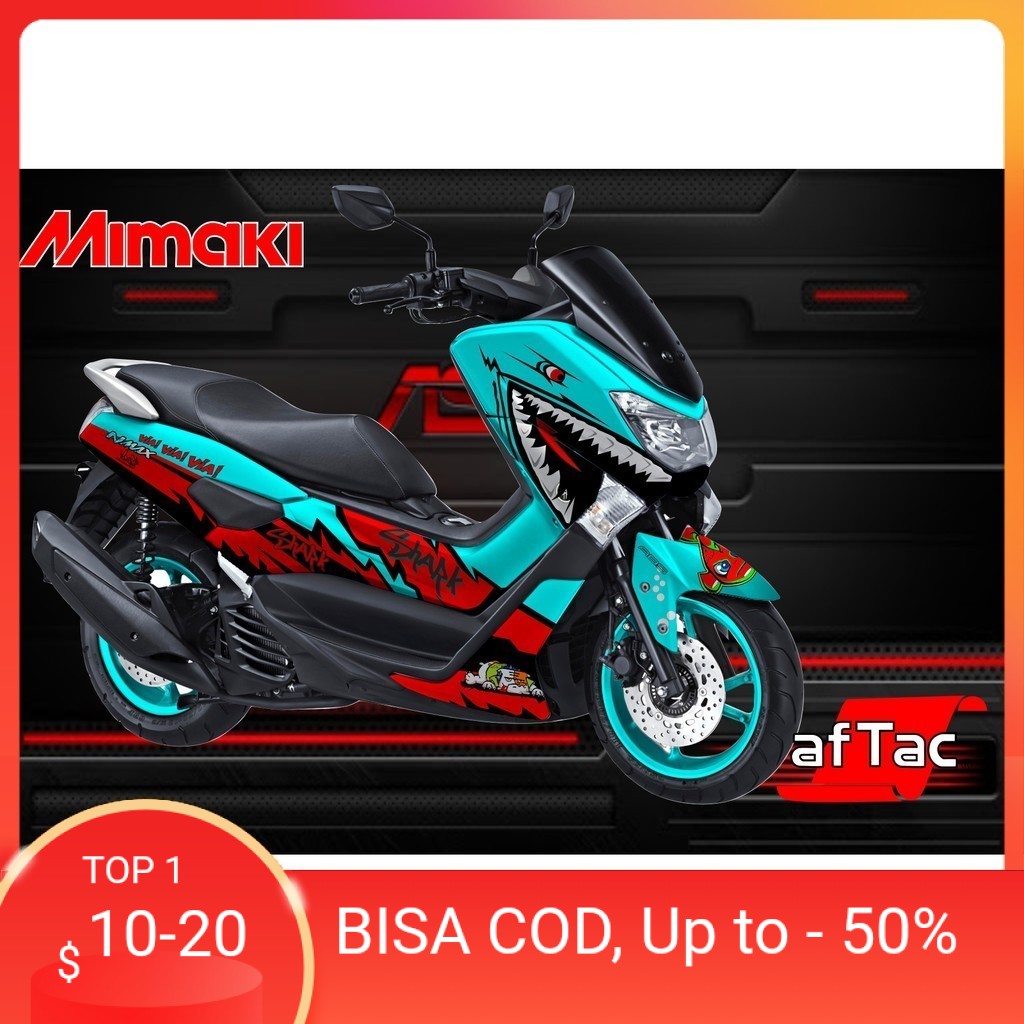 Stiker Striping Motor MOTOR NMAX 2015 - 2019 OLD FULLBODY KEREN  NMAX DECAL Motif Shark WARNA CERAH 