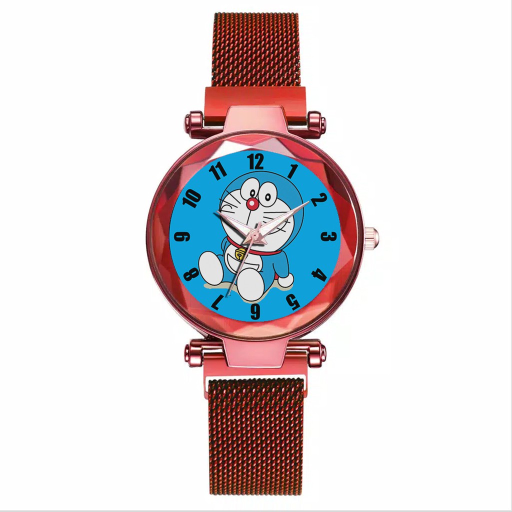 Jam Tangan Wanita Custom - DORAEMON MOTIF 1 Free Box &amp; Batre Cadangan