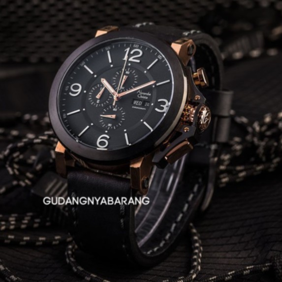 JAM TANGAN PRIA - LAKI - COWOK ALEXANDRE CHRISTIE AC 6281 BLACK HITAM ROSE GOLD ORIGINAL KEREN
